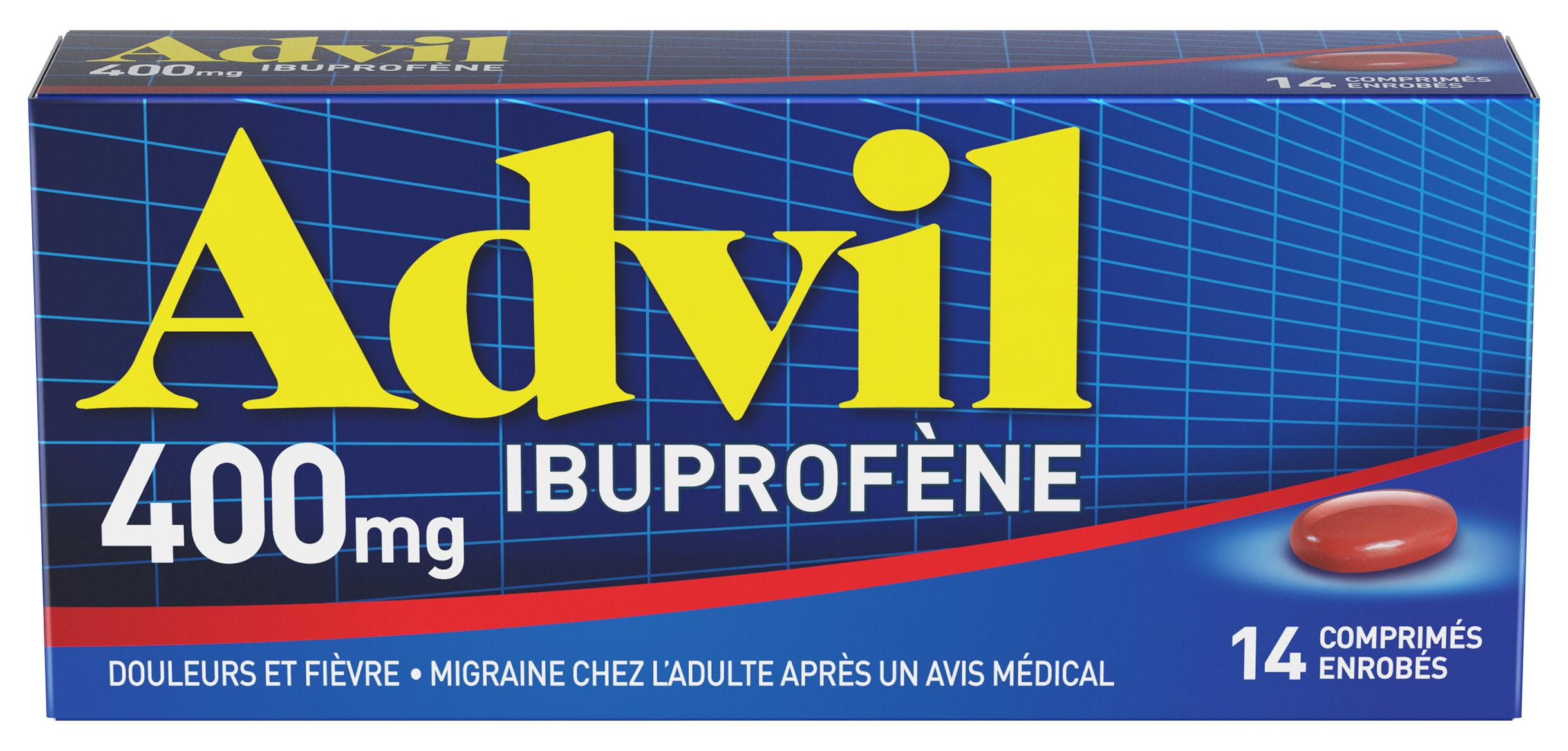 image Advil 400 mg ibuprofène Boîte de 14 comprimés enrobés